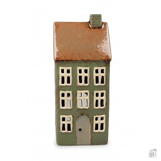 großes Teelichthaus aus Keramik - Petrol