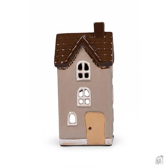 Teelichthaus aus Keramik - Beige