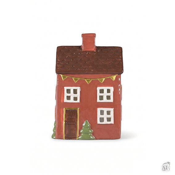 Teelichthaus aus Keramik - Orange
