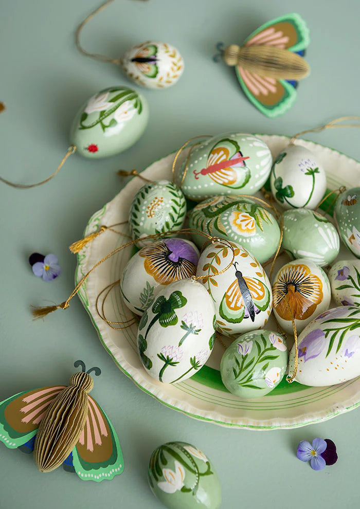 Ostereier aus Papier Mache - Creme