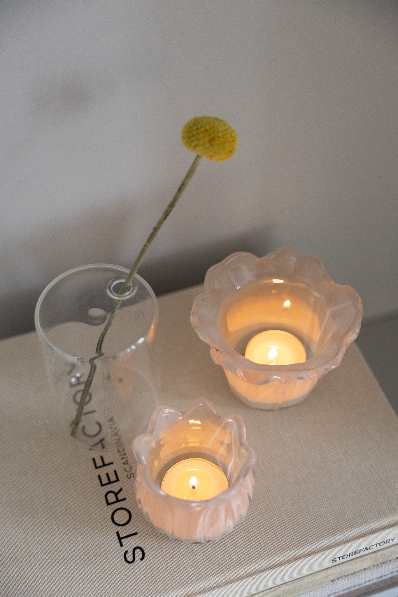 Teelicht "Nyby" - beige