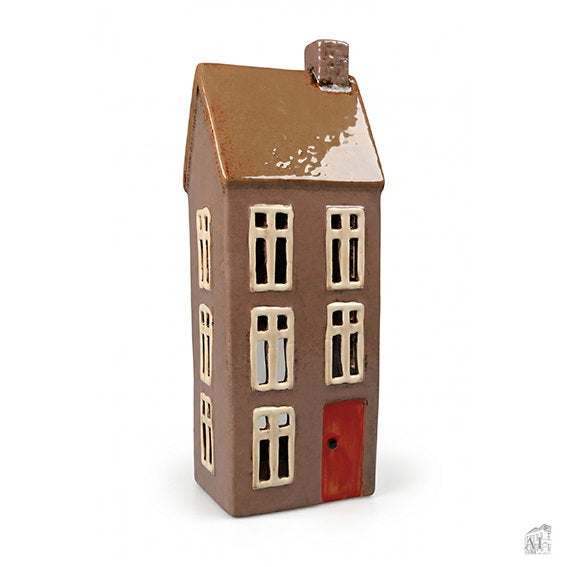 großes Teelichthaus aus Keramik - Lila