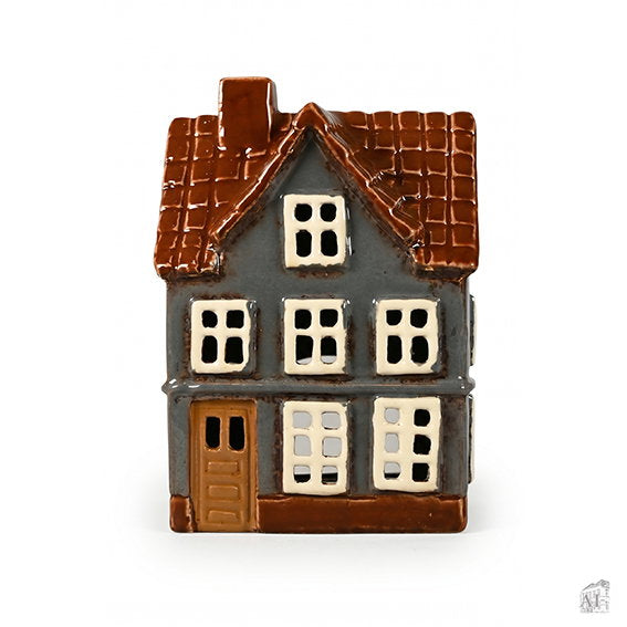 Teelichthaus aus Keramik - Dunkelgrau