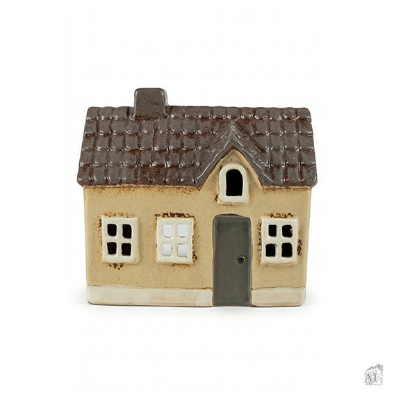 breites Teelichthaus aus Keramik - Beige