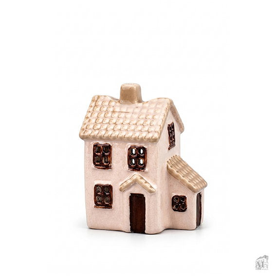 Teelichthaus aus Keramik - Creme
